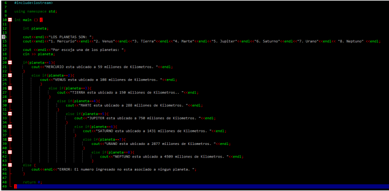 1. EJERCICIO IF-ELSE (PLANETAS)