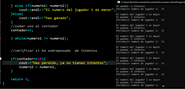 error en juego de adivinar el numero